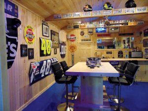 Customers can relax and check out some racing memorabilia in the 48 lounge.